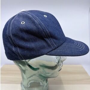 Vintage Cardinal Cap & Jacket Co Denim Snapback Hat Blue White Stitch Mens S M